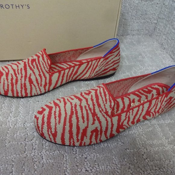 Rothys The Flat Big Kid's Size 4 US Red Zebra Round Toe Slip on Shoes - Picture 9 of 10